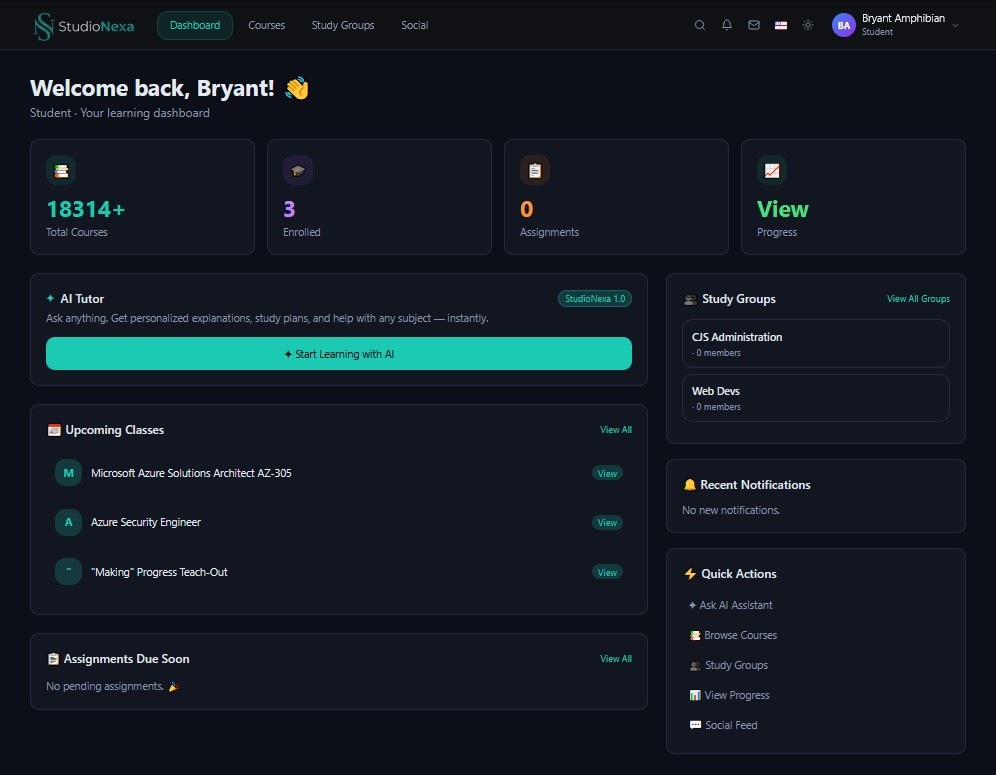 StudioNexa dashboard