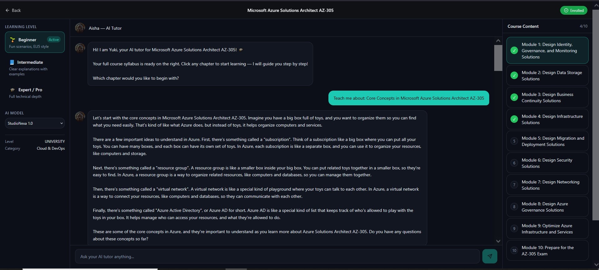 StudioNexa AI tutor